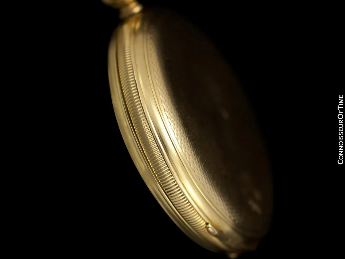 1860's Patek Philippe Antique Mens Midsize 42mm Hunter Case Pocket Watch - 18K Gold
