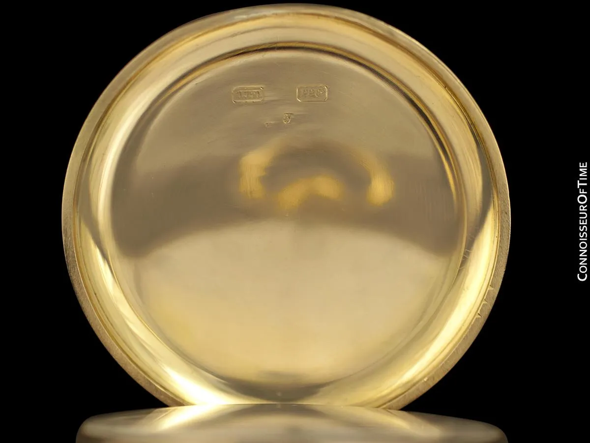 1860's Patek Philippe Antique Mens Midsize 42mm Hunter Case Pocket Watch - 18K Gold