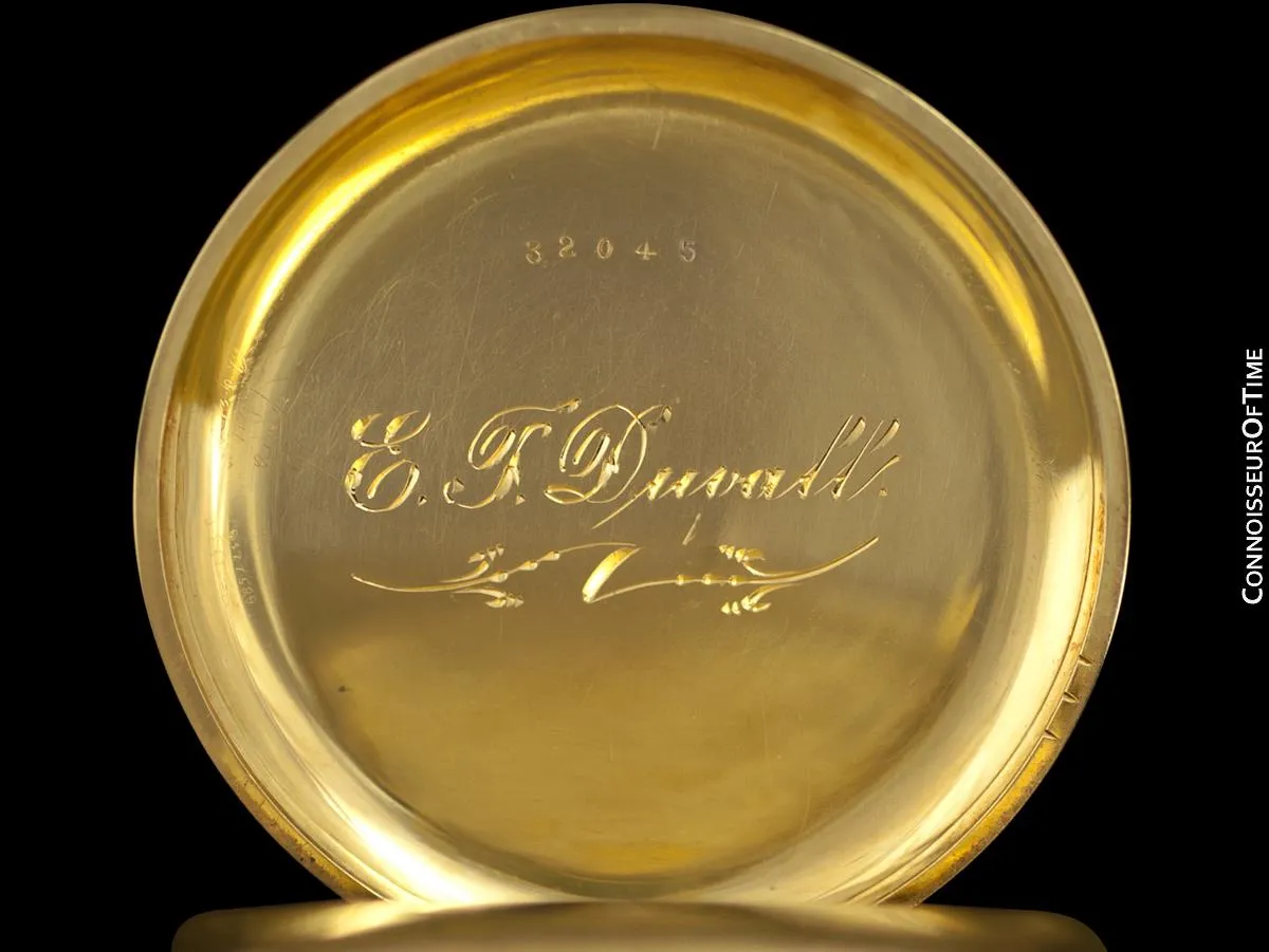 1860's Patek Philippe Antique Mens Midsize 42mm Hunter Case Pocket Watch - 18K Gold