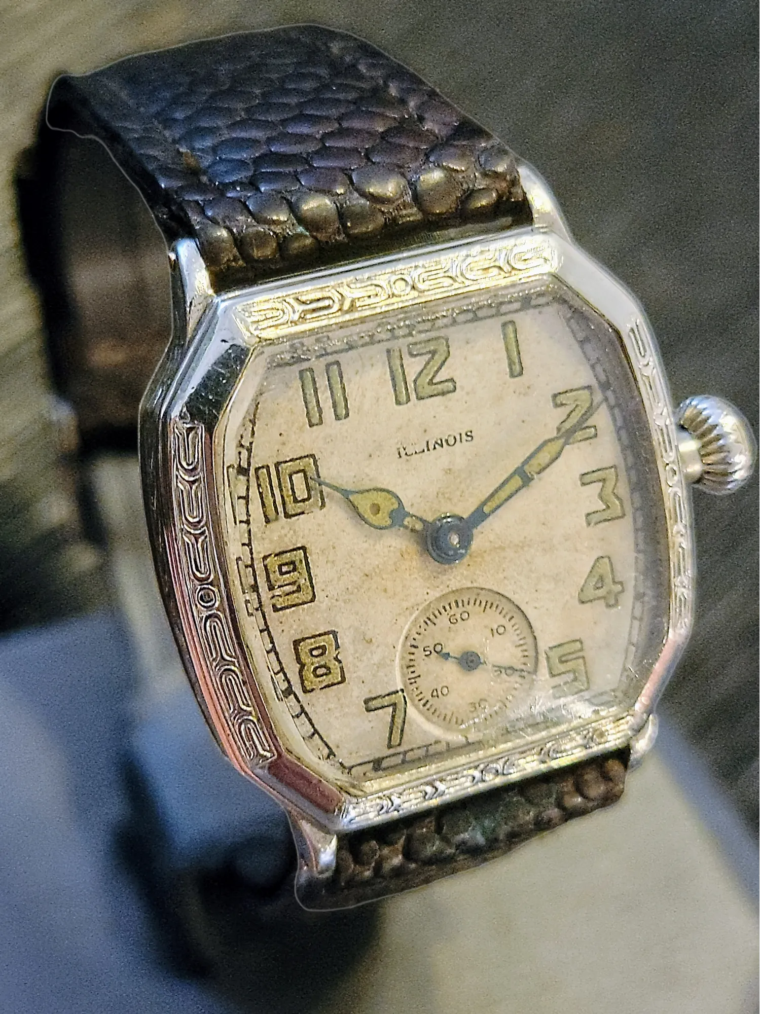1929 ILLINOIS Atlantic Engraved Watch Grade 24 U.S.A. Made 14K G.F.
