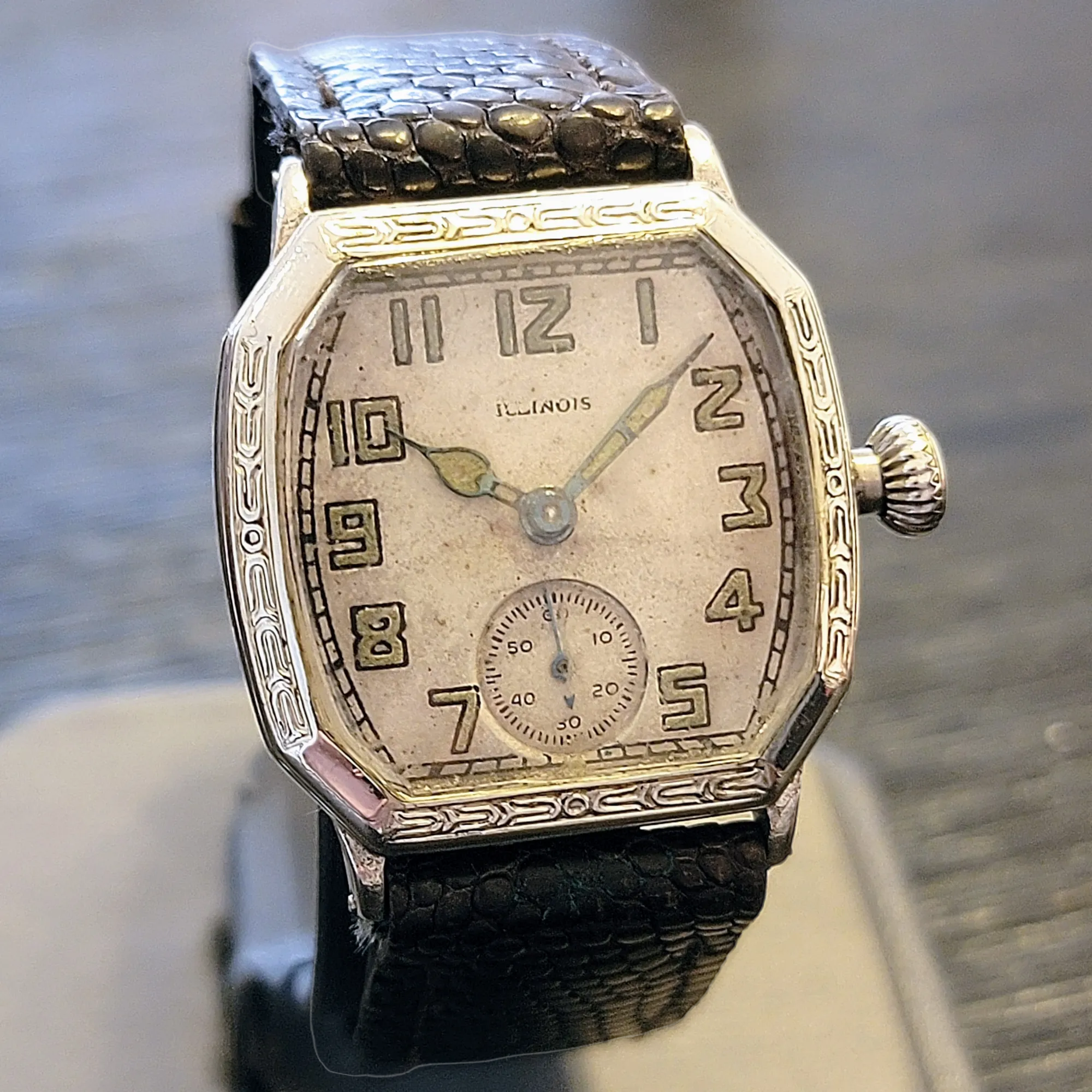 1929 ILLINOIS Atlantic Engraved Watch Grade 24 U.S.A. Made 14K G.F.
