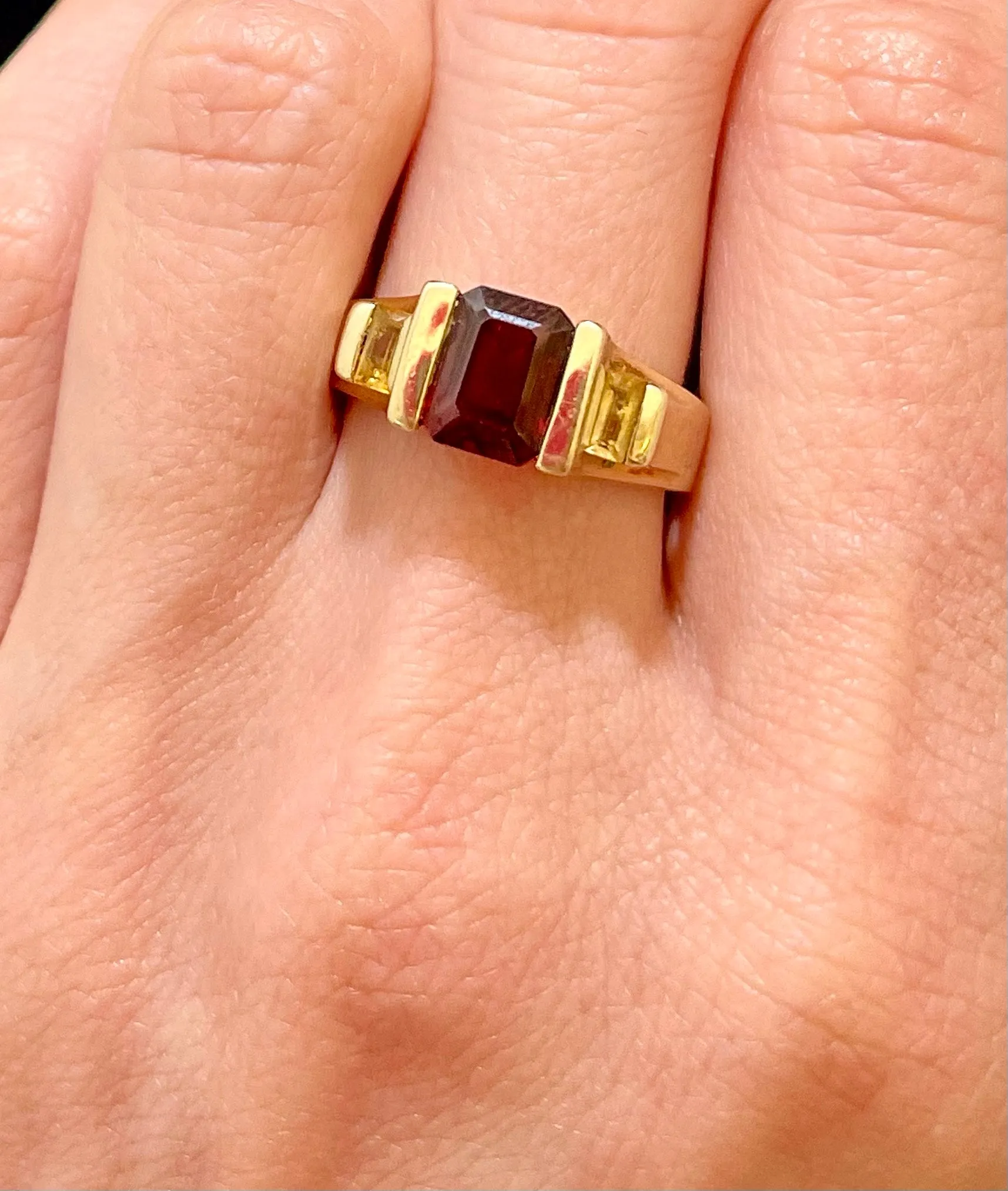 1940s Designer SYWG with Garnet & Topaz, marcasite stones Ring - $3K APR Value w/CoA!