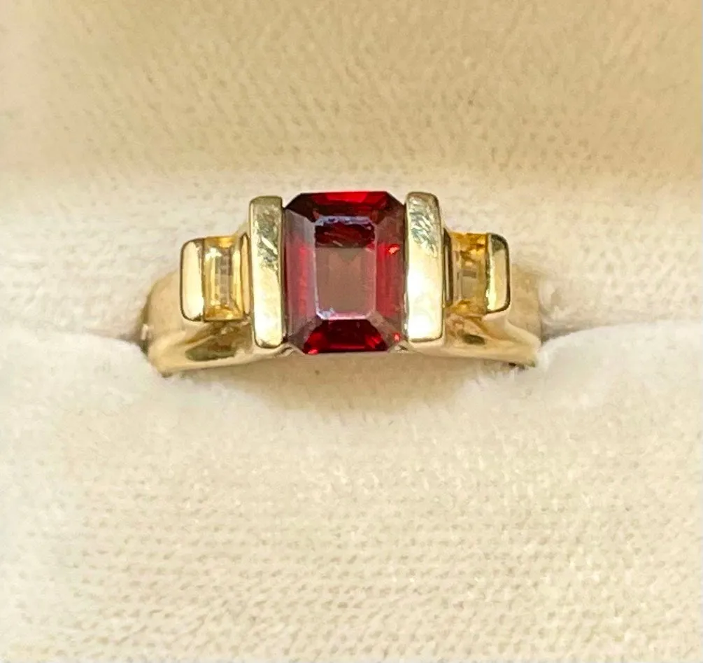 1940s Designer SYWG with Garnet & Topaz, marcasite stones Ring - $3K APR Value w/CoA!