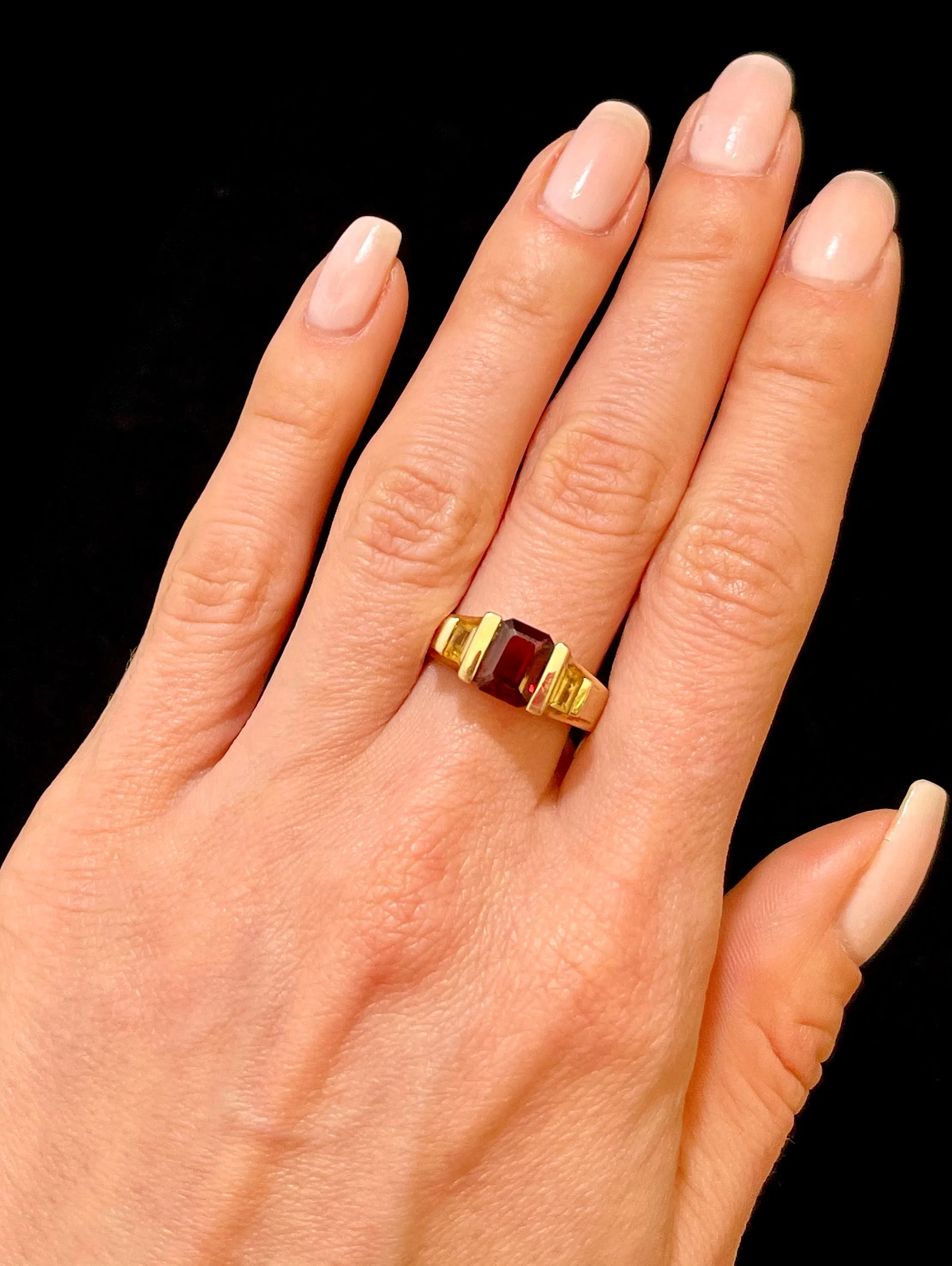 1940s Designer SYWG with Garnet & Topaz, marcasite stones Ring - $3K APR Value w/CoA!