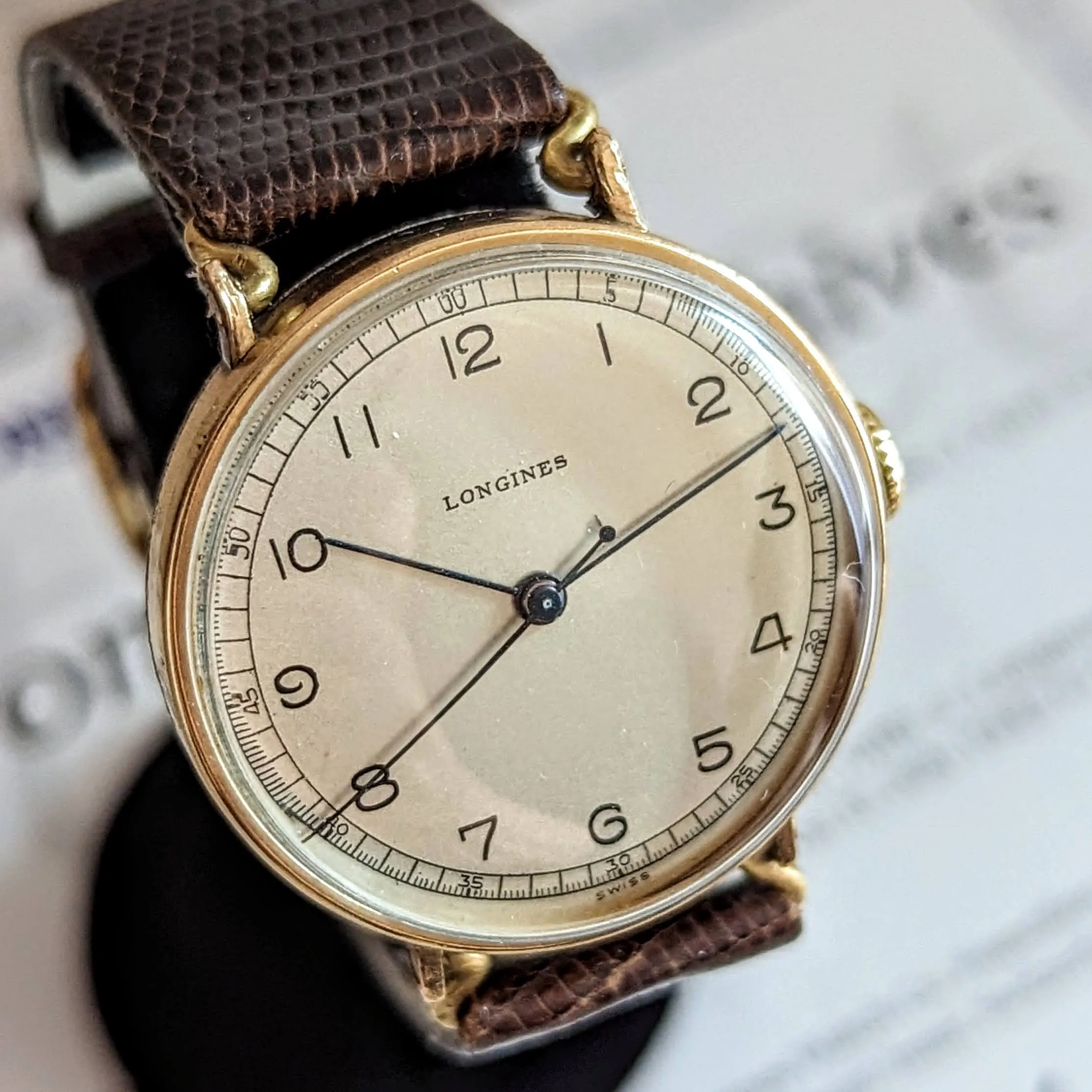 1942 LONGINES Mechanical Wristwatch Ref. 5017 Flexible Lugs Vintage Watch
