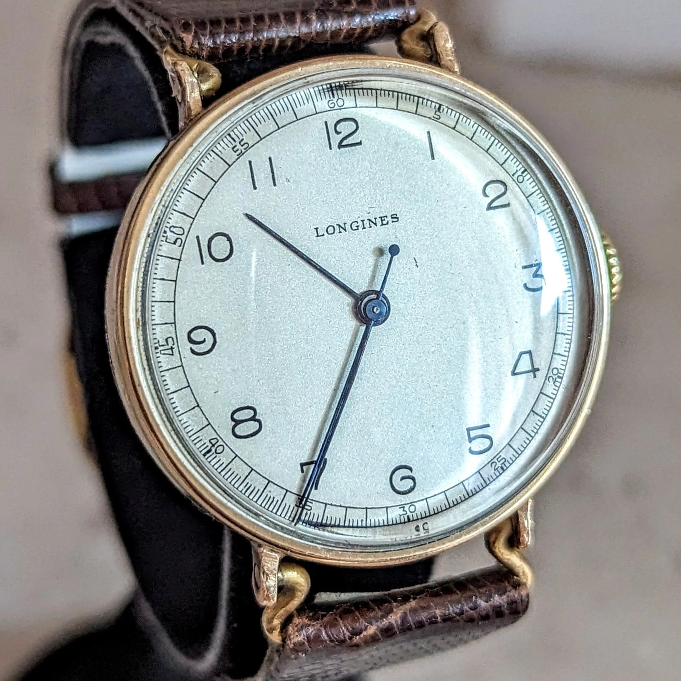 1942 LONGINES Mechanical Wristwatch Ref. 5017 Flexible Lugs Vintage Watch