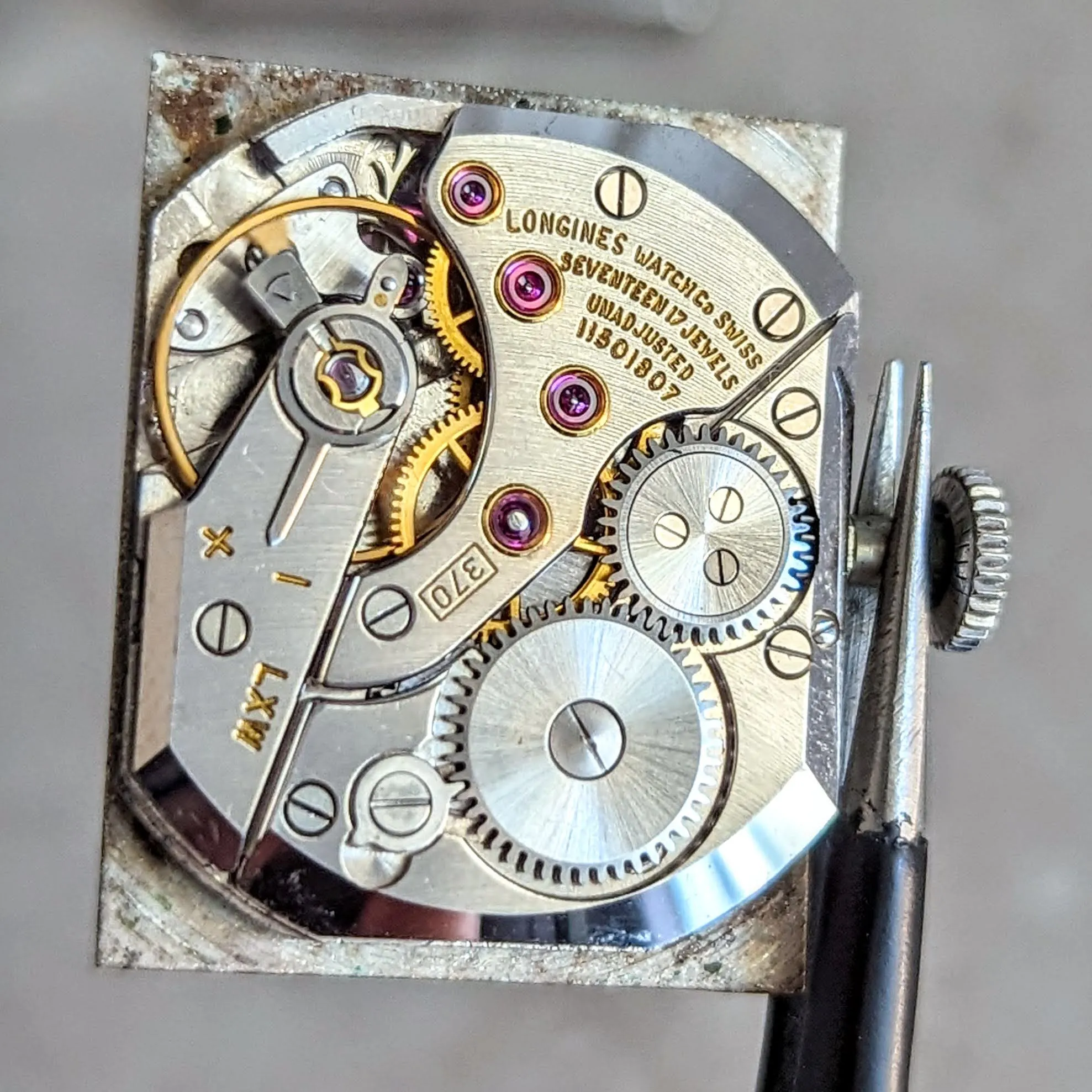 1960 LONGINES Wristwatch 14K White Gold - Diamond Dial 17 Jewels Cal. 370 Watch