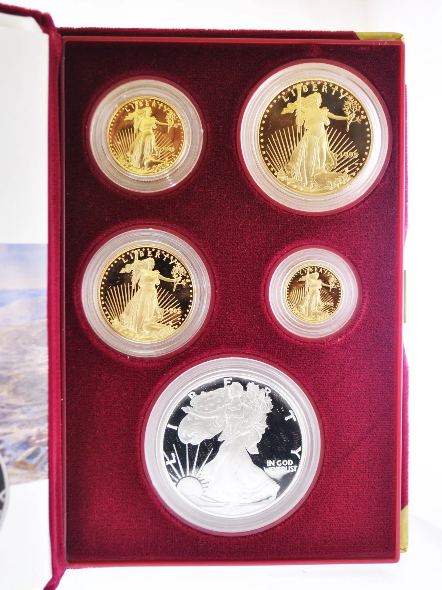 1995 W Gold American Eagle 10th Anniversary Set Gem-Proof 5 Coins w/ Original Box -$12K Value w/ CoA! ✓
