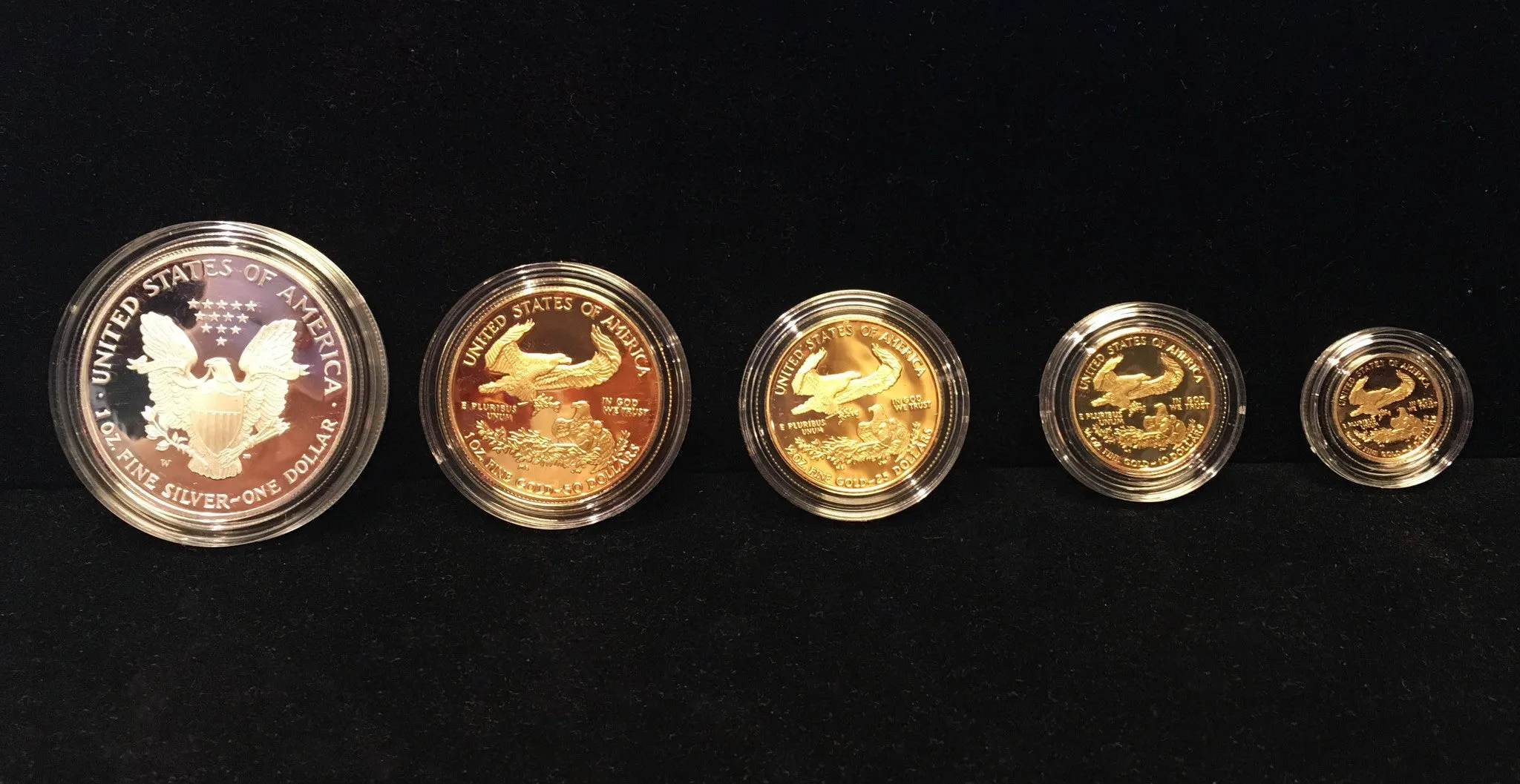 1995 W Gold American Eagle 10th Anniversary Set Gem-Proof 5 Coins w/ Original Box -$12K Value w/ CoA! ✓