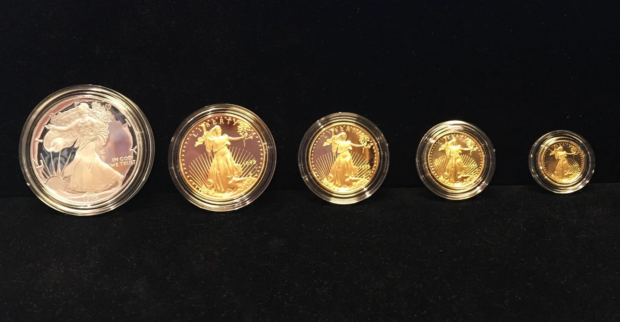 1995 W Gold American Eagle 10th Anniversary Set Gem-Proof 5 Coins w/ Original Box -$12K Value w/ CoA! ✓