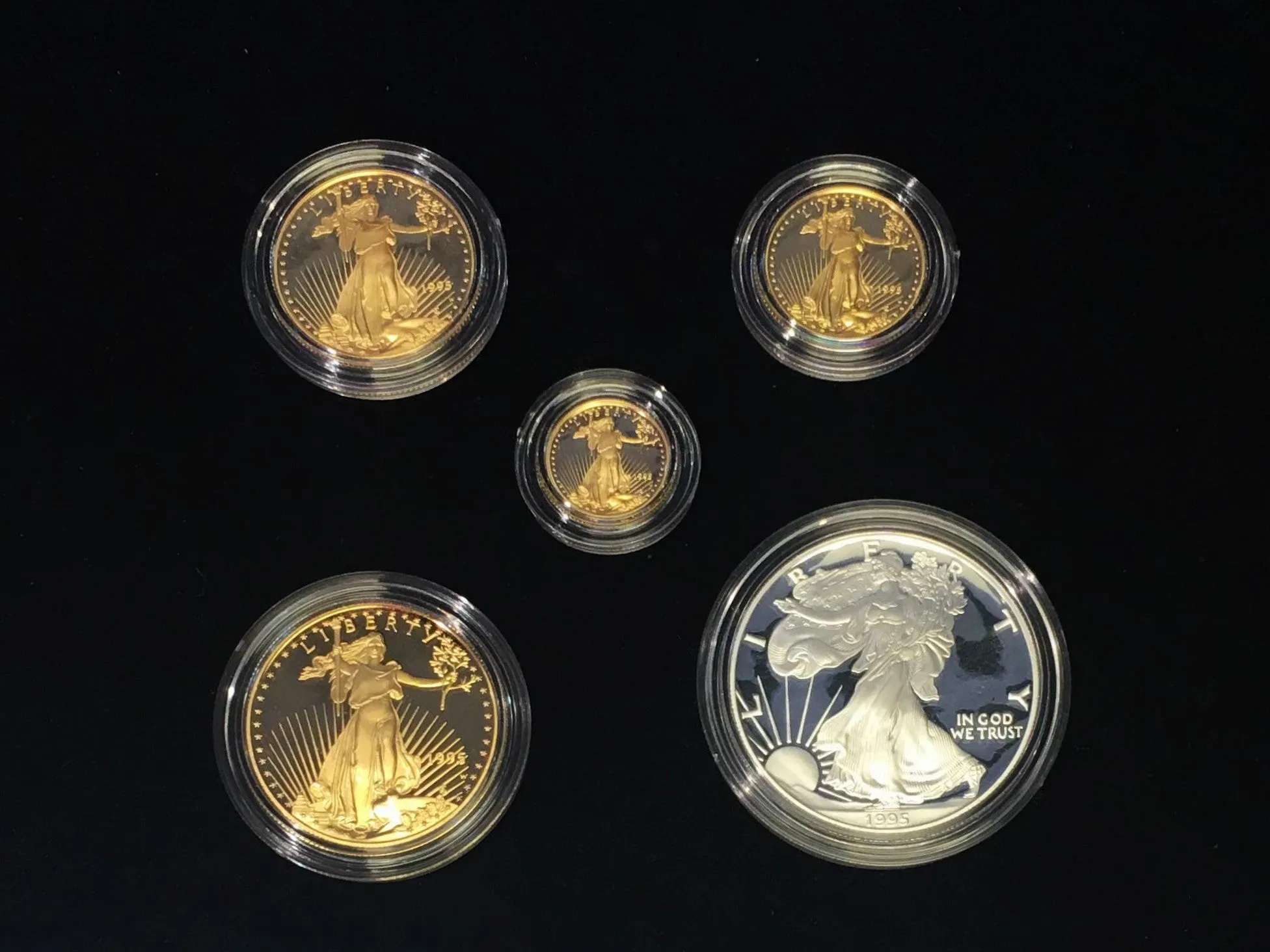 1995 W Gold American Eagle 10th Anniversary Set Gem-Proof 5 Coins w/ Original Box -$12K Value w/ CoA! ✓