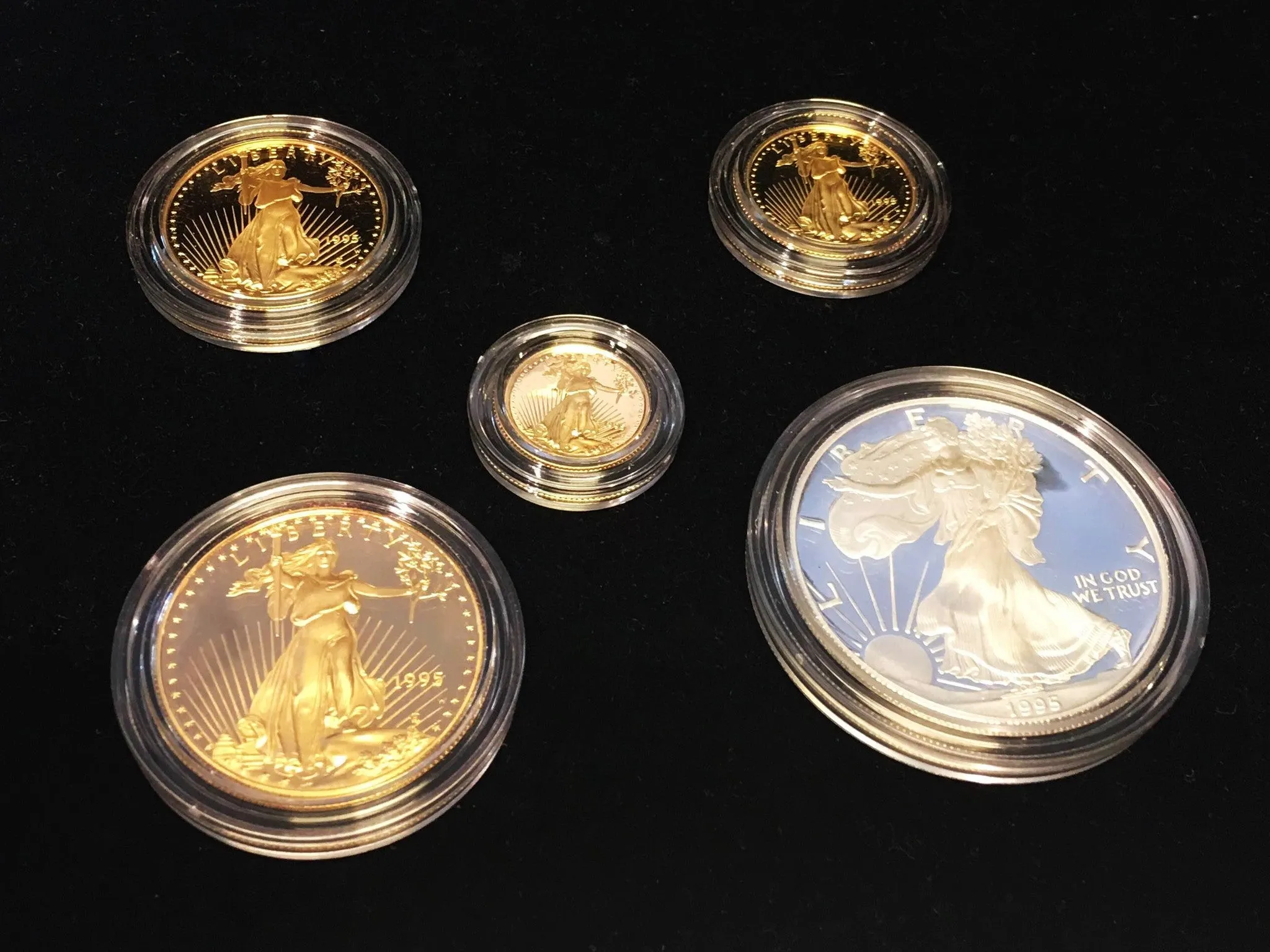 1995 W Gold American Eagle 10th Anniversary Set Gem-Proof 5 Coins w/ Original Box -$12K Value w/ CoA! ✓