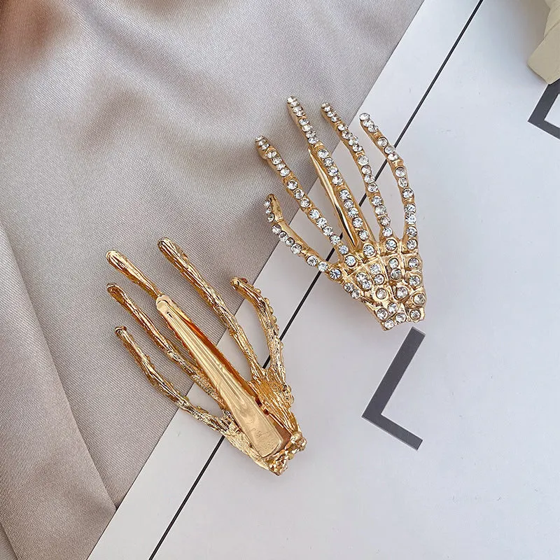 1Pcs Women Hair Accessories Skeleton Claws Skull Hand Hair Clip Hairpin Pins Barrette Halloween Decoration