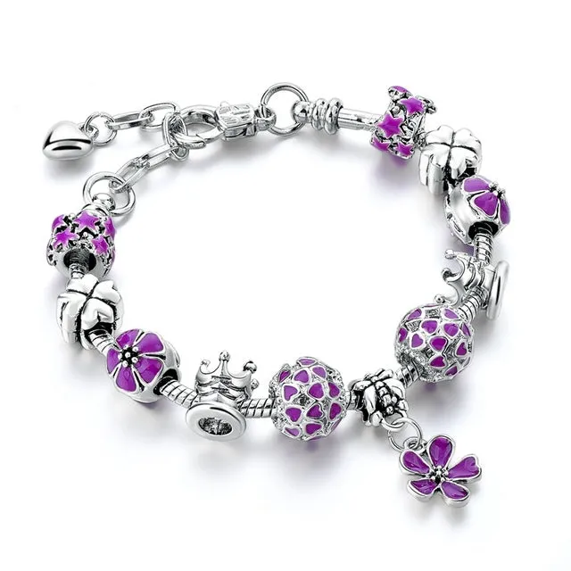 2016 New Arrival Heart Charm Bracelets For Women Gold Chain Bead Bracelets & Bangles Original Pulsera SBR160131