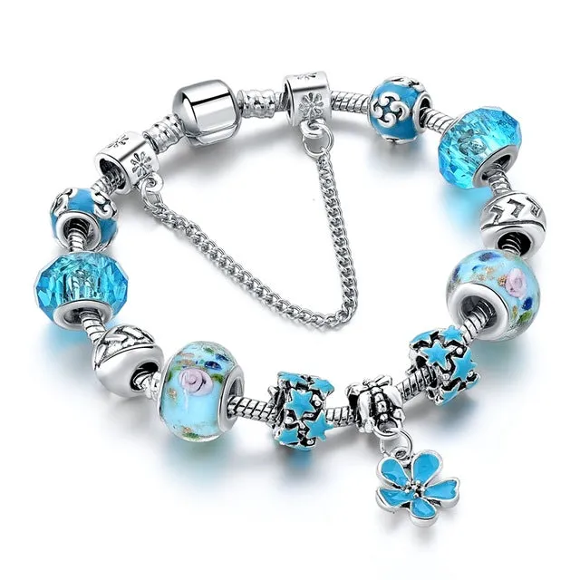 2016 New Arrival Heart Charm Bracelets For Women Gold Chain Bead Bracelets & Bangles Original Pulsera SBR160131