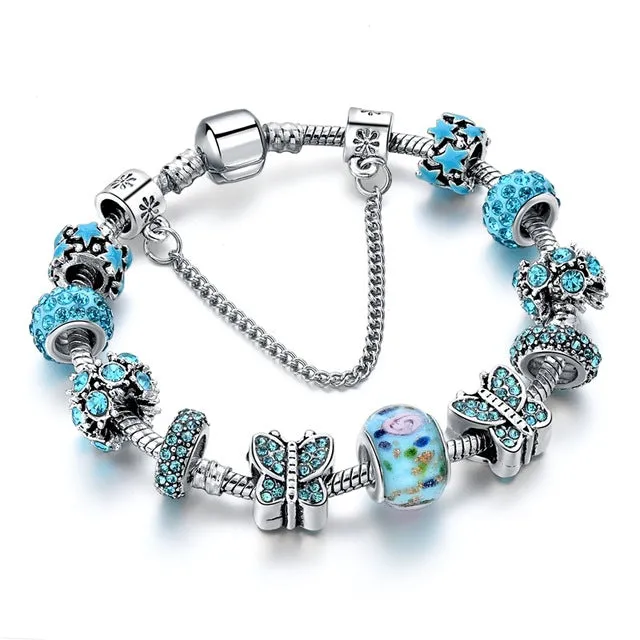 2016 New Arrival Heart Charm Bracelets For Women Gold Chain Bead Bracelets & Bangles Original Pulsera SBR160131
