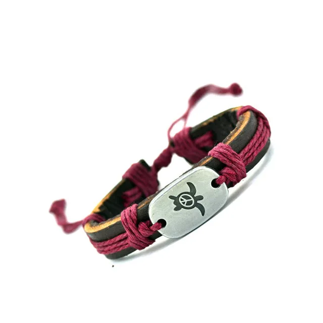 2017 Peace Turtles Genuine Leather Charm Bracelet Cuff Braided Wrap Bracelet & Bangles Fashion For Women Men Gifts
