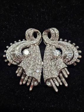 30 CT Diamonds 2 Brooch Pendant Ladies Unique Vintage 1930s - $300K APR w/ CoA!!