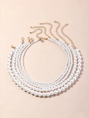 5pcs Pearl Decor Beaded Necklace for Women Jewelry for Women Gift for Her