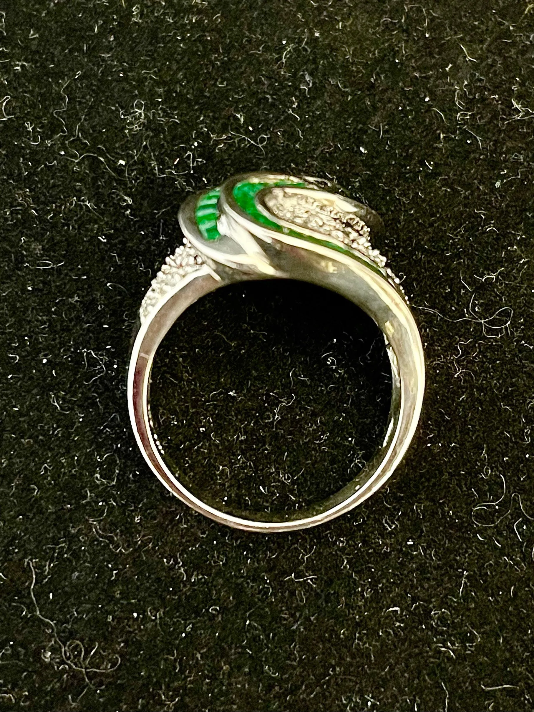 Amazing Unique Solid White Gold Emerald & Diamond Ring - $8K Appraisal Value w/CoA}