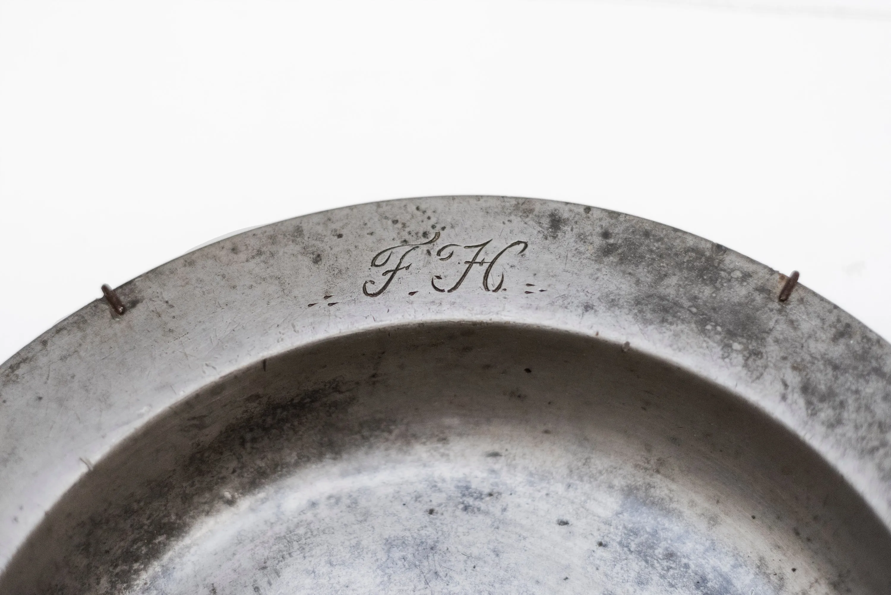 ANTIQUE 1808 Pewter English Plate with Hallmarks, Ownership Marks and Hanger - $6K Appraisal Value w/ CoA!  
