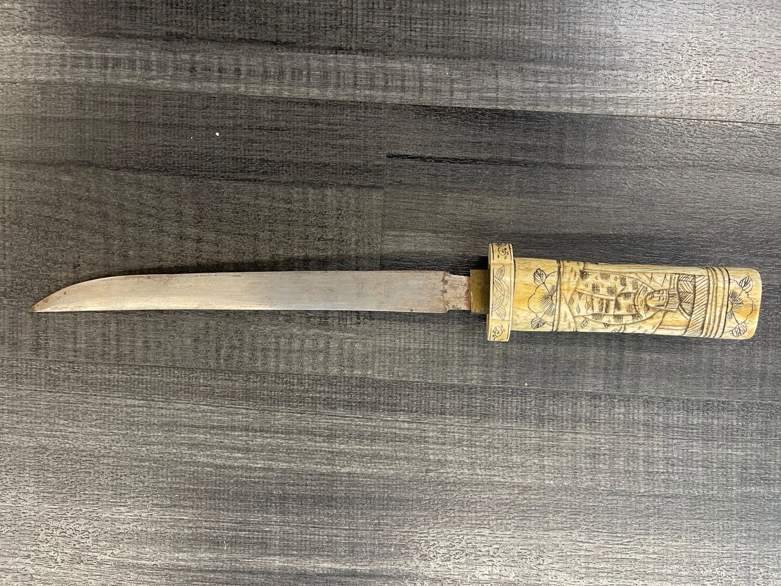 Authentic 19/20th Century Handmade Carved Bone / Ivory Dagger Sword - $8K Appraisal Value!