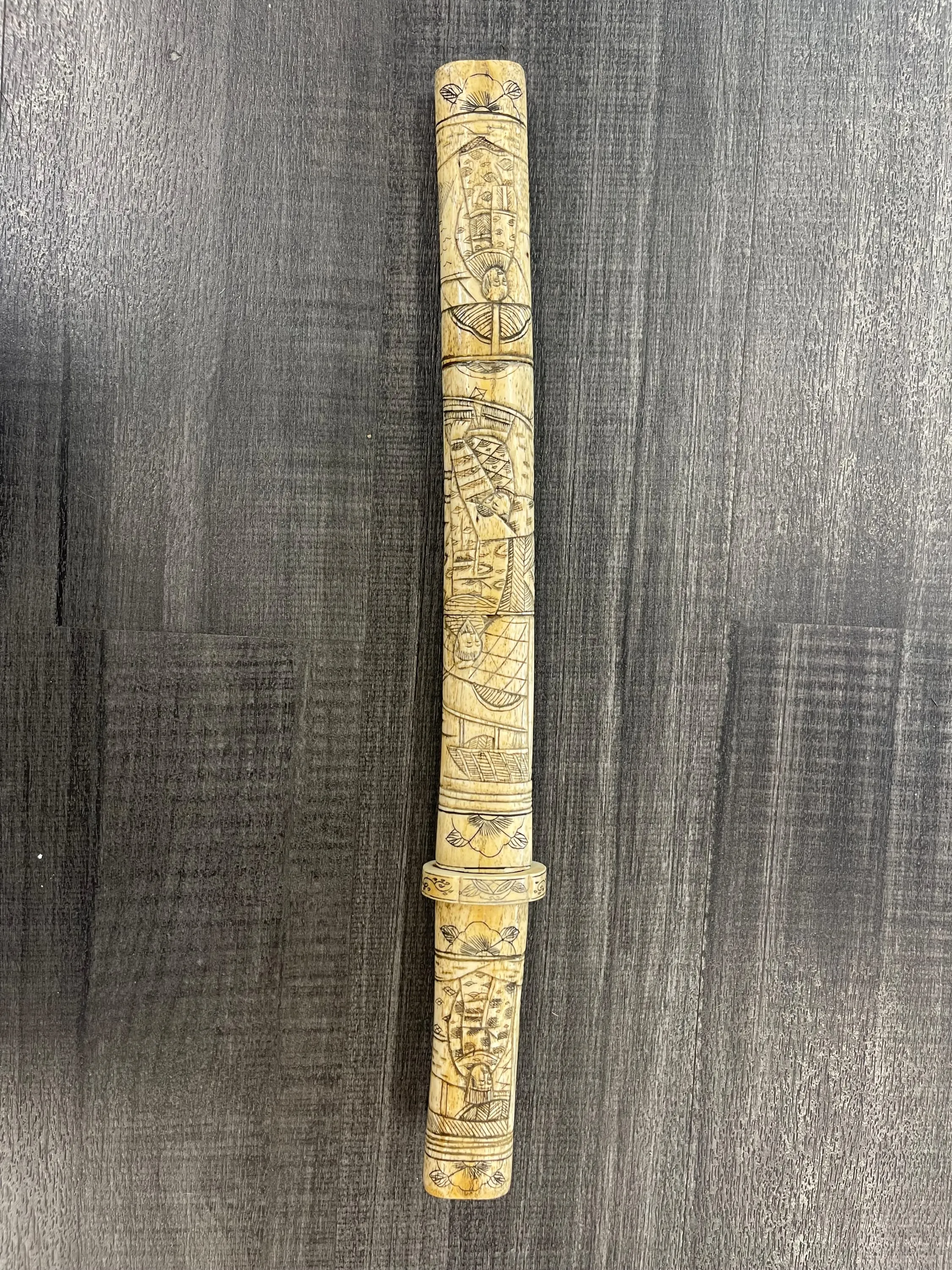 Authentic 19/20th Century Handmade Carved Bone / Ivory Dagger Sword - $8K Appraisal Value!