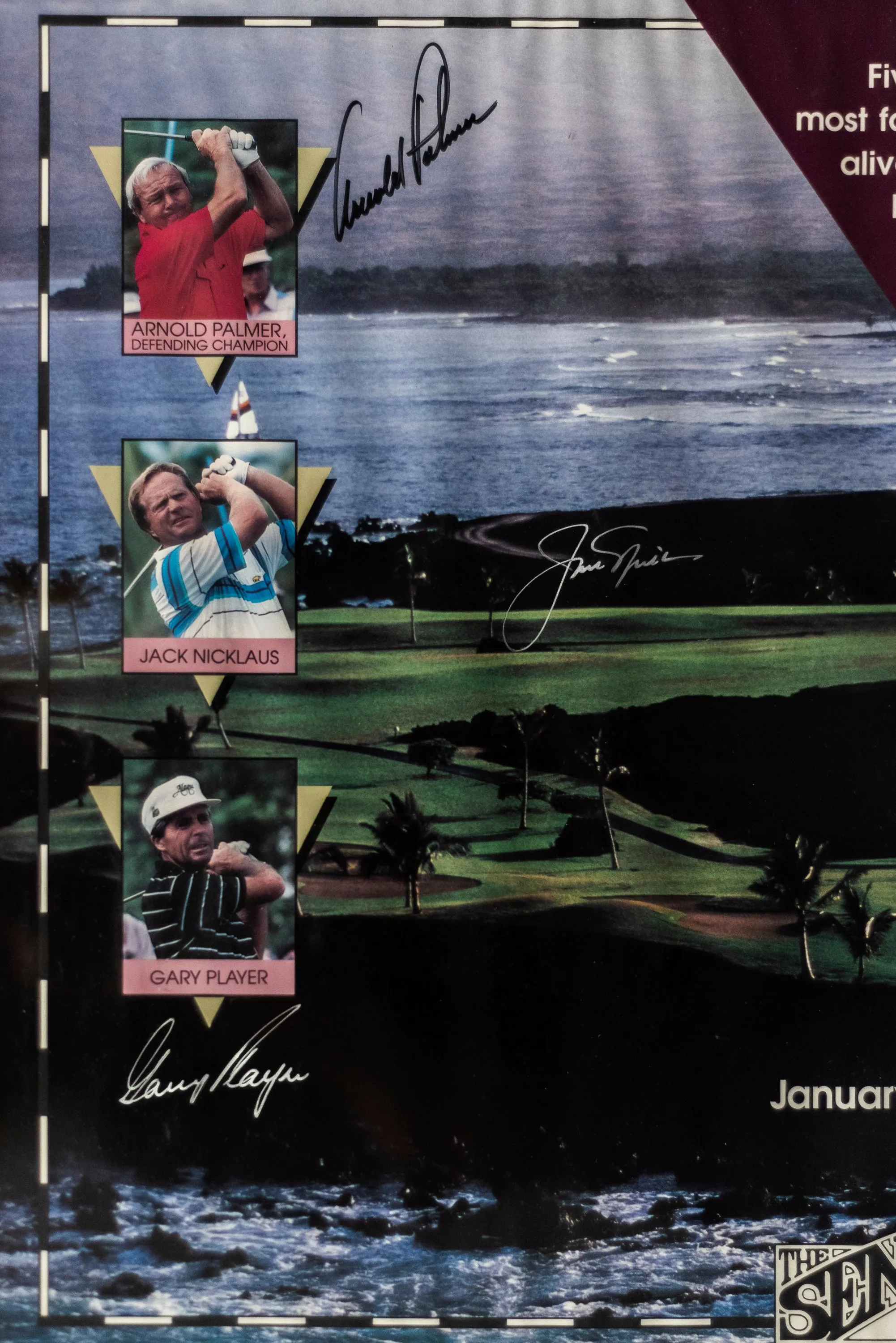 Autographed 1991 Senior Skins Game Poster w/5 Signatures - $10K APR w/ CoA!