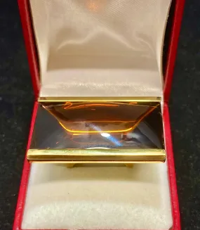 BACCARAT 18K Yellow Gold with Brown Mordore Lead Crystal Ring - $20K Appraisal Value w/CoA}
