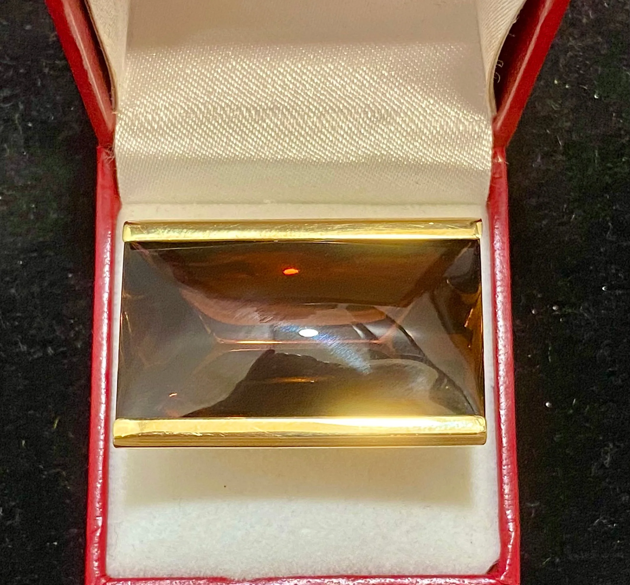 BACCARAT 18K Yellow Gold with Brown Mordore Lead Crystal Ring - $20K Appraisal Value w/CoA}