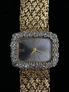 BAUME & MERCIER 28-Diamond Solid Yellow Gold Rectangular Watch -$40K APR w/ COA!