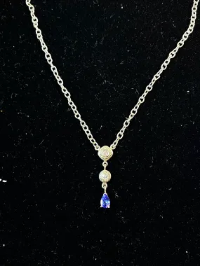 Beautiful Antique Designer 18KWG Tanzanite Pendant/Diamonds Necklace - $10K APR Value w/ CoA!