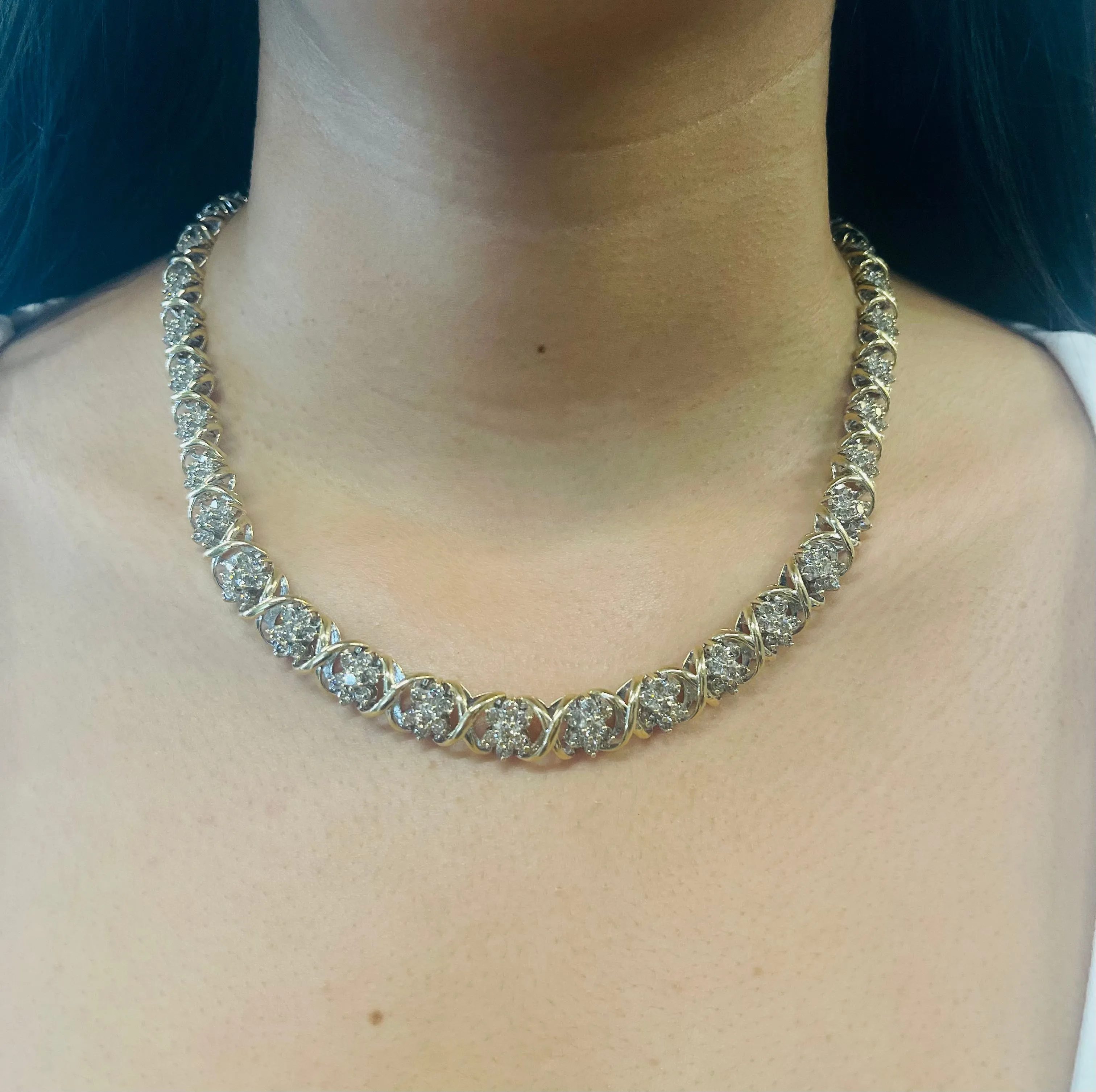 Beautiful "266" Diamonds Solid Yellow & White Gold Necklace - $80K APR w/ CoA!!!