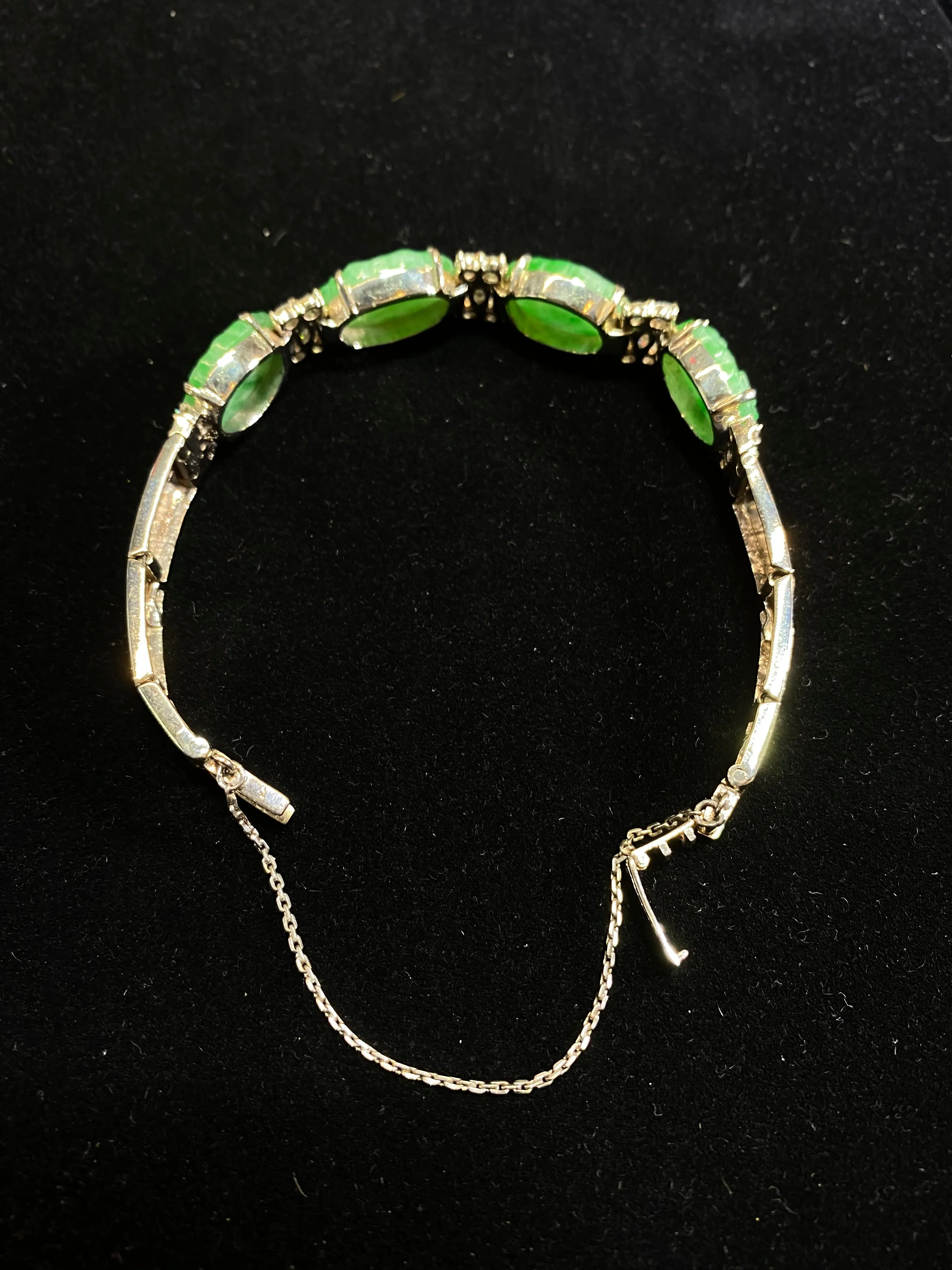 Beautiful Unique 14K White Gold Diamond and Jadeite Bracelet - $25K APR Value w/ CoA!