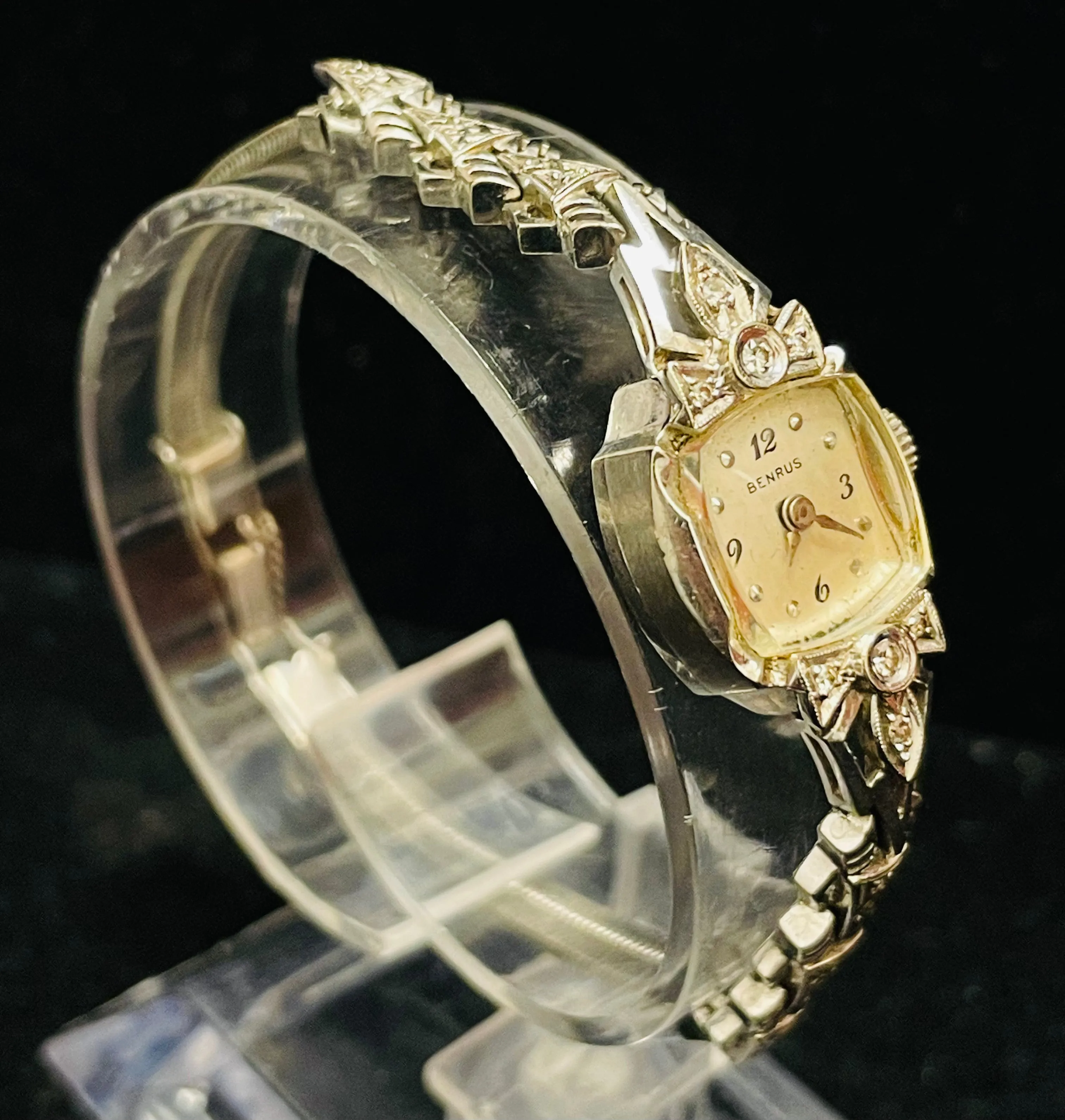 BENRUS 1920'S VINTAGE BEAUTIFUL LADIES SOLID WHITE GOLD WATCH - $10K APR w/ COA!