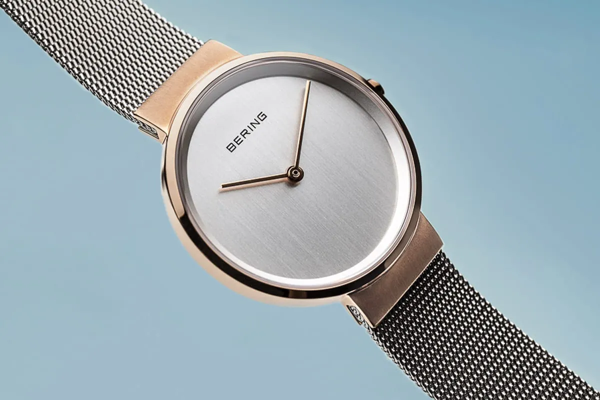 Bering Classic Rose Gold & Stainless Steel Mesh Ladies Watch