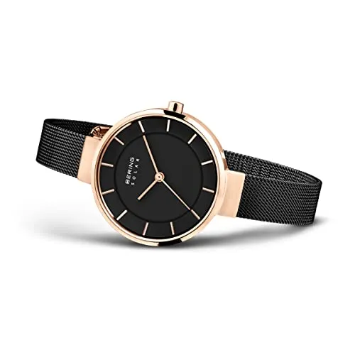 BERING Women's Watch Solar Movement - Solar Collection with Stainless Steel and Sapphire Crystal 14631-XXX Bracelet Watches, Black, 31, Bracelet