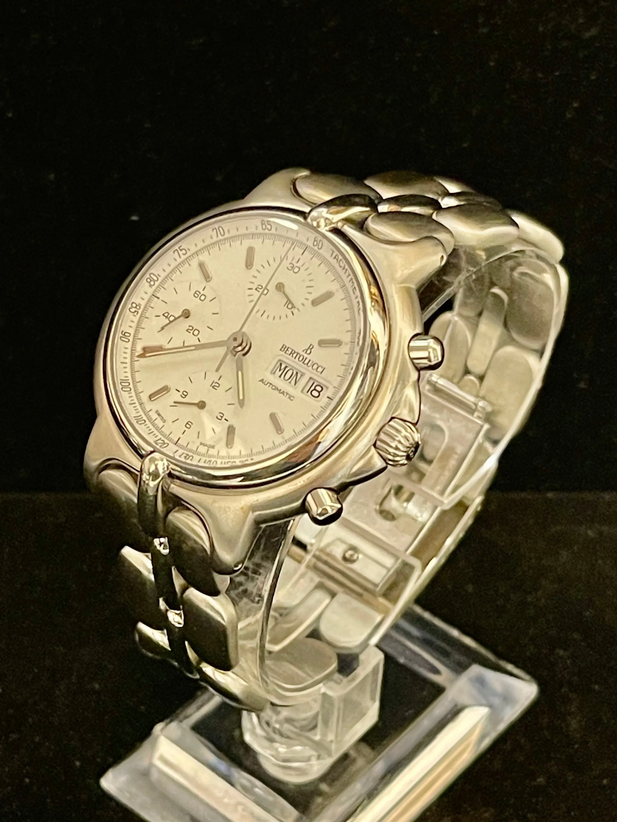 Bertolucci Jumbo Chrono Day/Date Feature SS Automatic Mens Watch- $14K APR w/COA