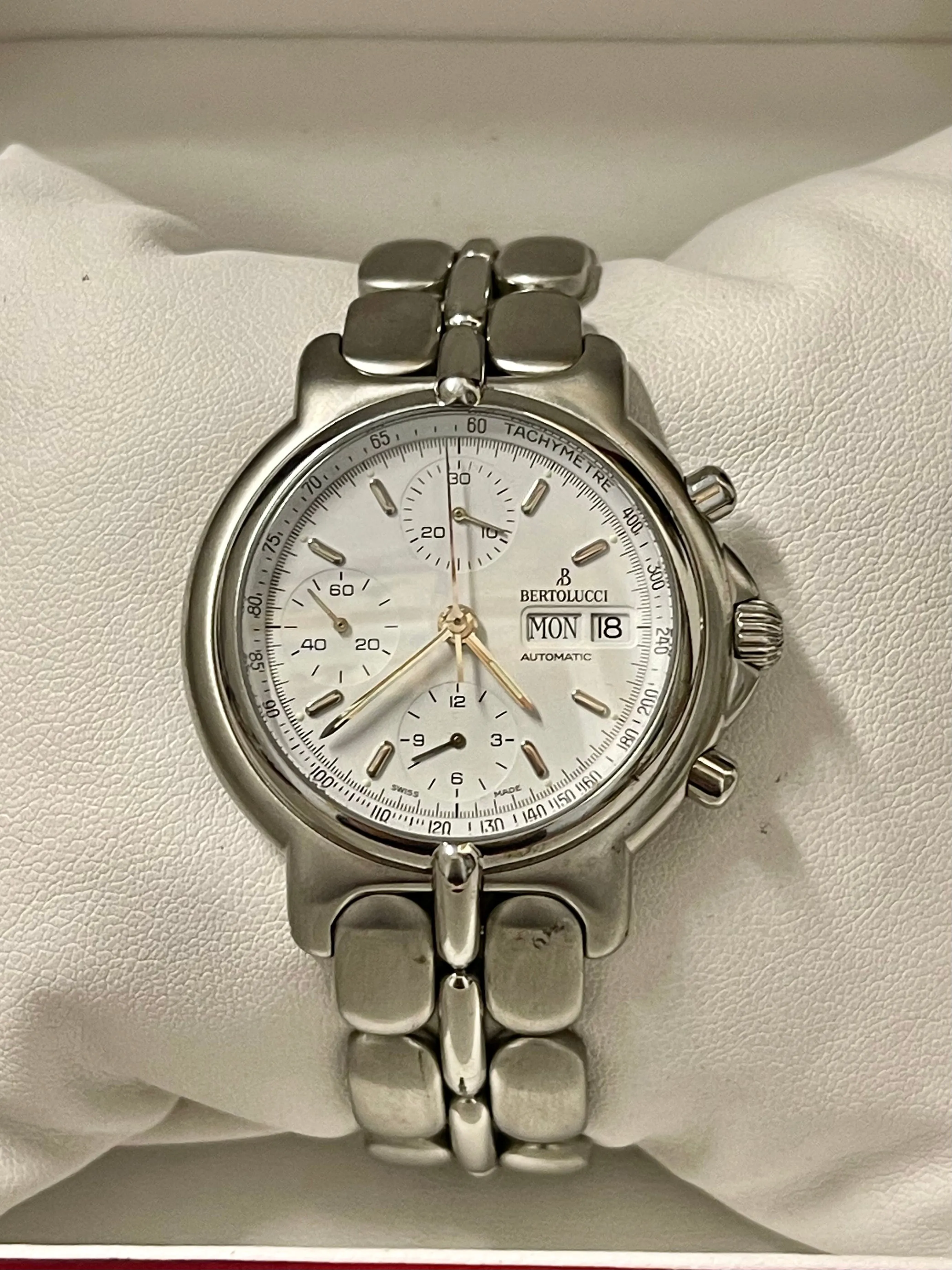 Bertolucci Jumbo Chrono Day/Date Feature SS Automatic Mens Watch- $14K APR w/COA