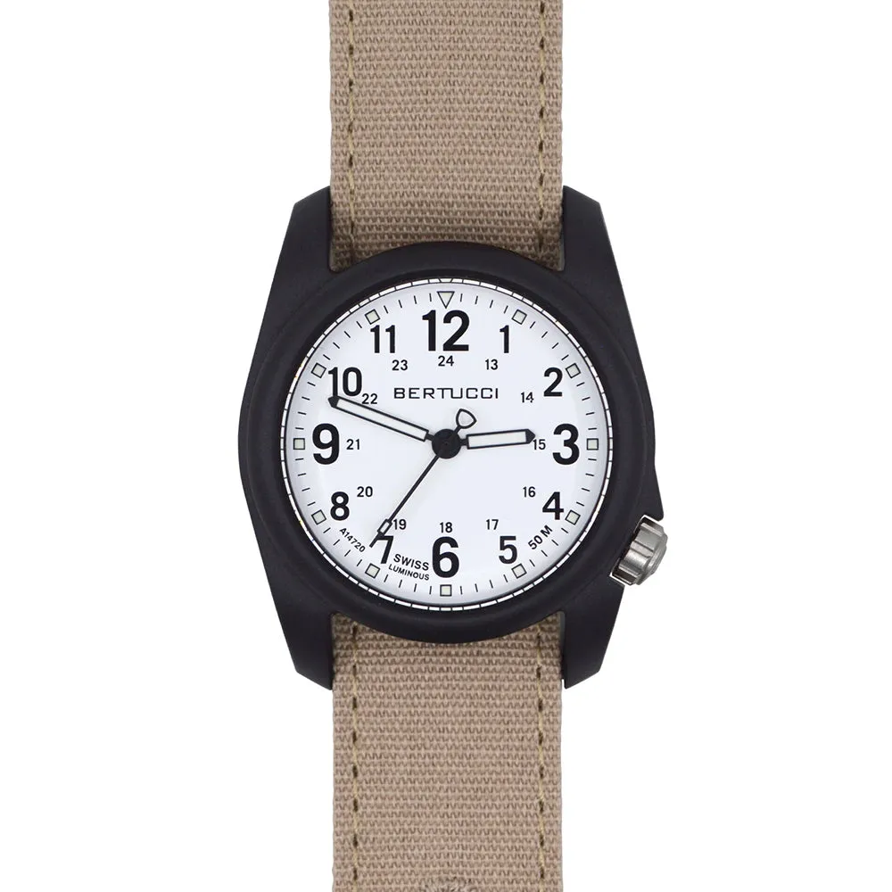Bertucci Mens DX3 Sand Comfort Canvas Band White Analog Dial Quartz Watch - 11096