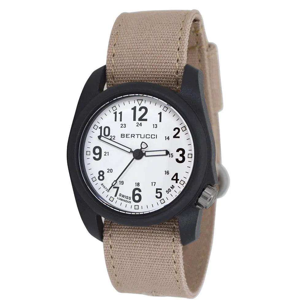 Bertucci Mens DX3 Sand Comfort Canvas Band White Analog Dial Quartz Watch - 11096