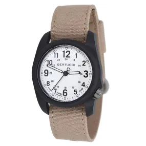 Bertucci Mens DX3 Sand Comfort Canvas Band White Analog Dial Quartz Watch - 11096