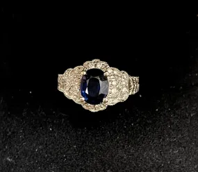 BNZ'S LADIES RICH BLUE SAPPHIRE, 18K WHITE GOLD & DIAMONDS RING - $40K APR w/ CoA!!!