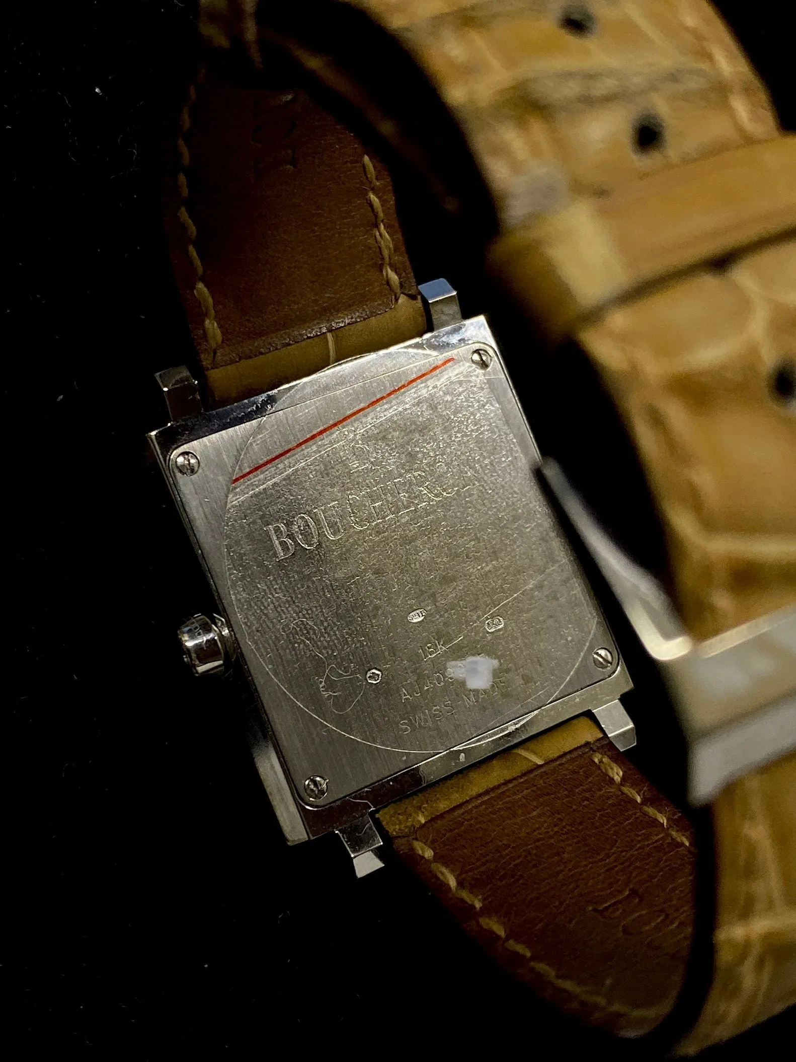BOUCHERON Pyramid Classic 18K White Gold Square Wristwatch - $10K Appraisal Value! ✓