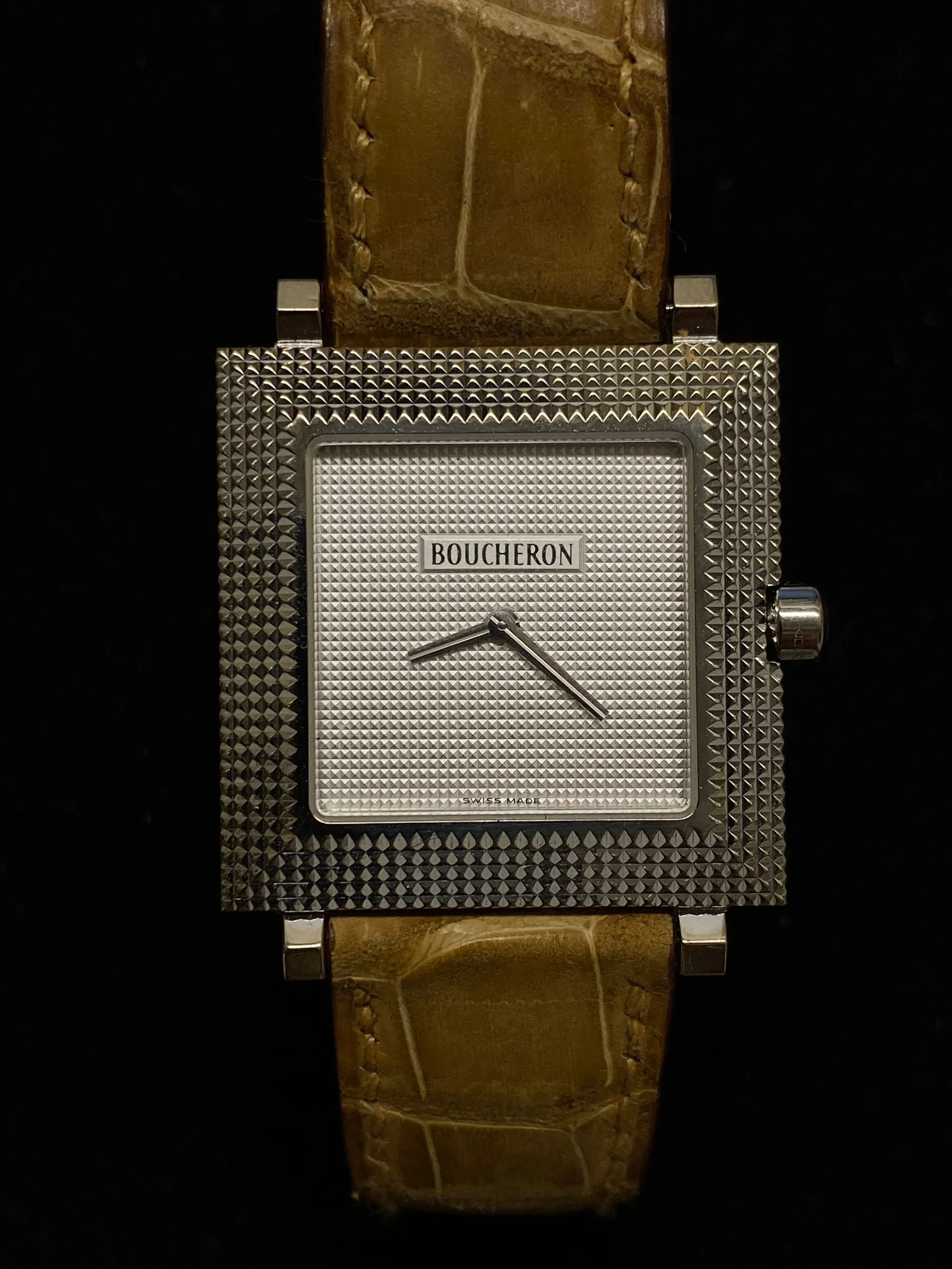 BOUCHERON Pyramid Classic 18K White Gold Square Wristwatch - $10K Appraisal Value! ✓