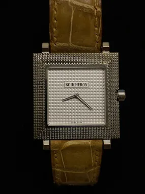 BOUCHERON Pyramid Classic 18K White Gold Square Wristwatch - $10K Appraisal Value! ✓