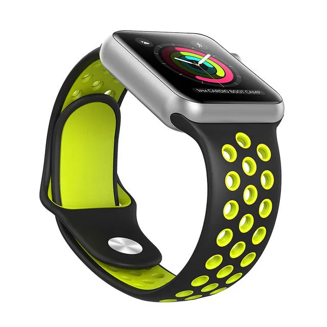 Brand Silicon Sports Band Strap for Apple Watch 38/42mm 1:1 Original Black/Volt Black/Gray Silver iwatch watchbands FOHUAS