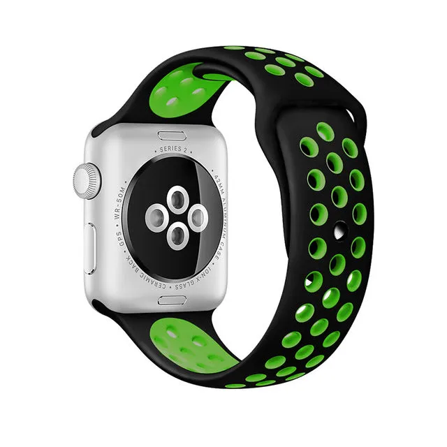 Brand Silicon Sports Band Strap for Apple Watch 38/42mm 1:1 Original Black/Volt Black/Gray Silver iwatch watchbands FOHUAS