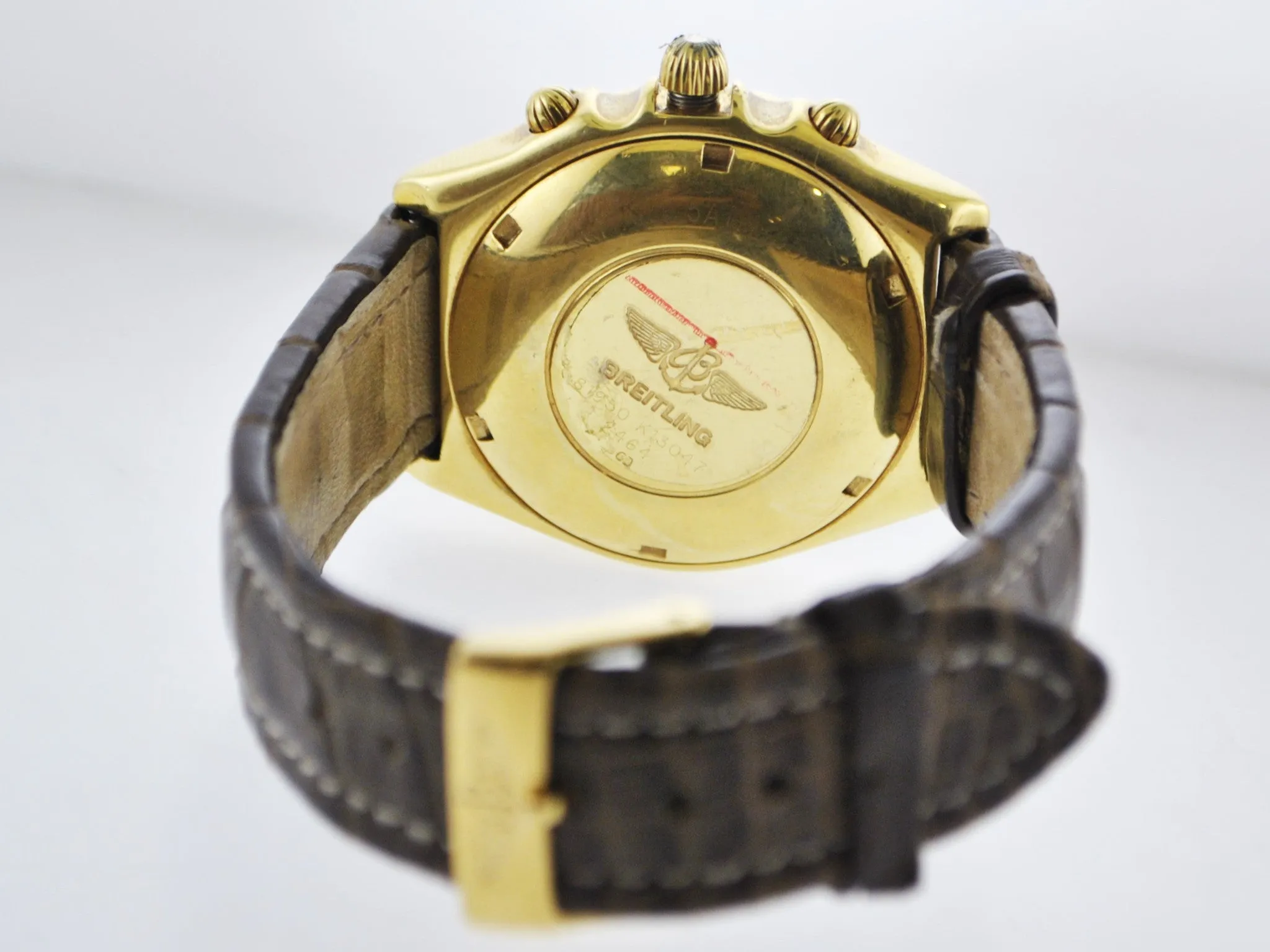 BREITLING 18K Yellow Gold Chronograph Wristwatch w/ Special Blue Mother of Pearl & Diamond Dial - $35K VALUE