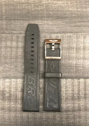 BREITLING Black Rubber Watch Strap  - $400 APR VALUE w/ CoA! ✓
